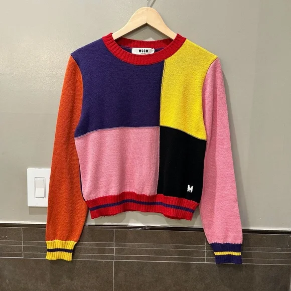 MSGM Color Block Patchwork Wool-Blend Sweater (Multicolored) - Picture 8 of 16
